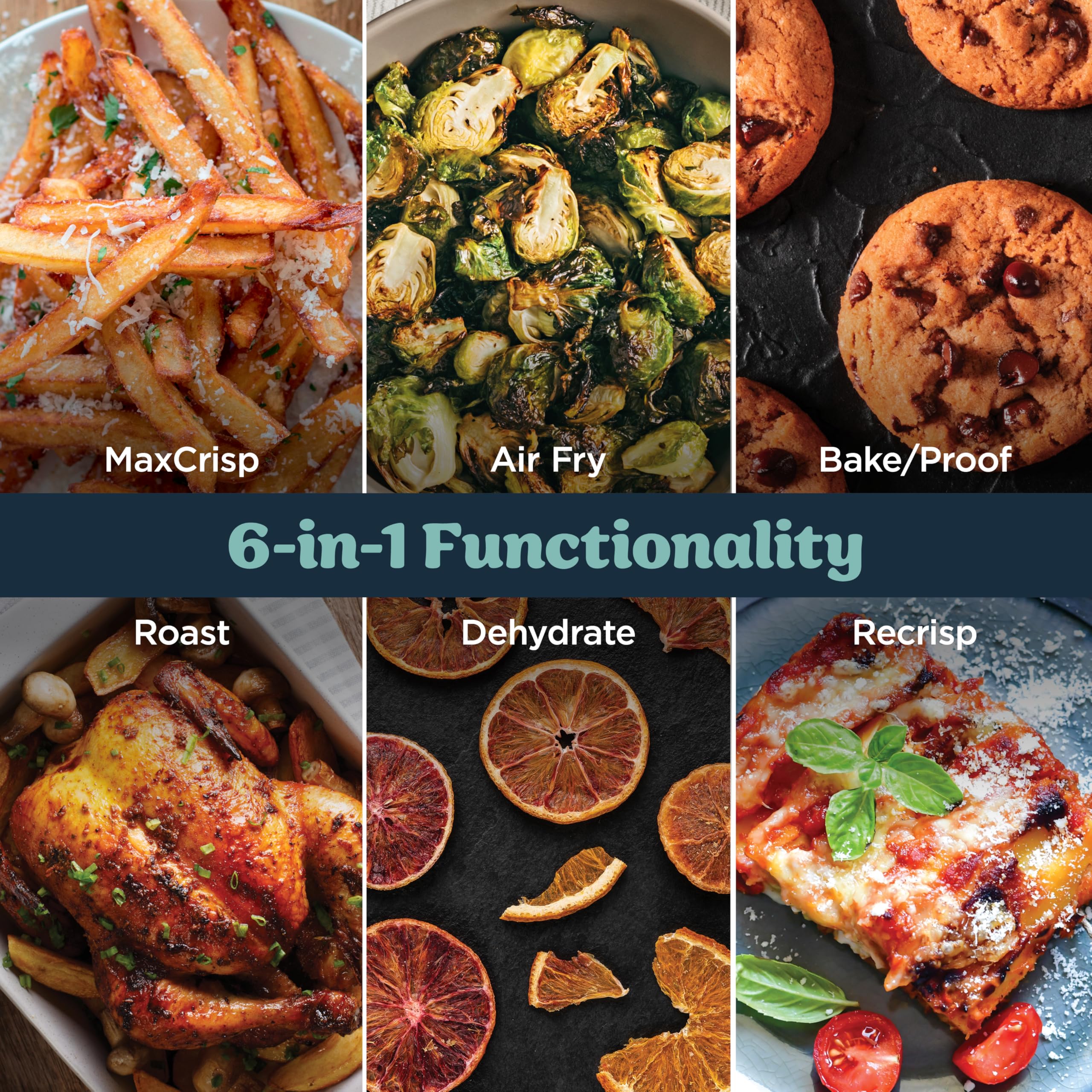 6 in 1 Glass Air Fryer 6QT High Heat Non Toxic Microwave Safe