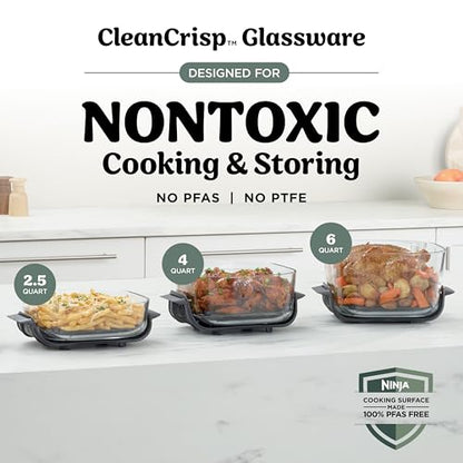 6 in 1 Glass Air Fryer 6QT High Heat Non Toxic Microwave Safe