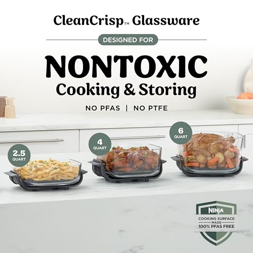 6 in 1 Glass Air Fryer 6QT High Heat Non Toxic Microwave Safe