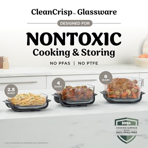 6 in 1 Glass Air Fryer 6QT High Heat Non Toxic Microwave Safe