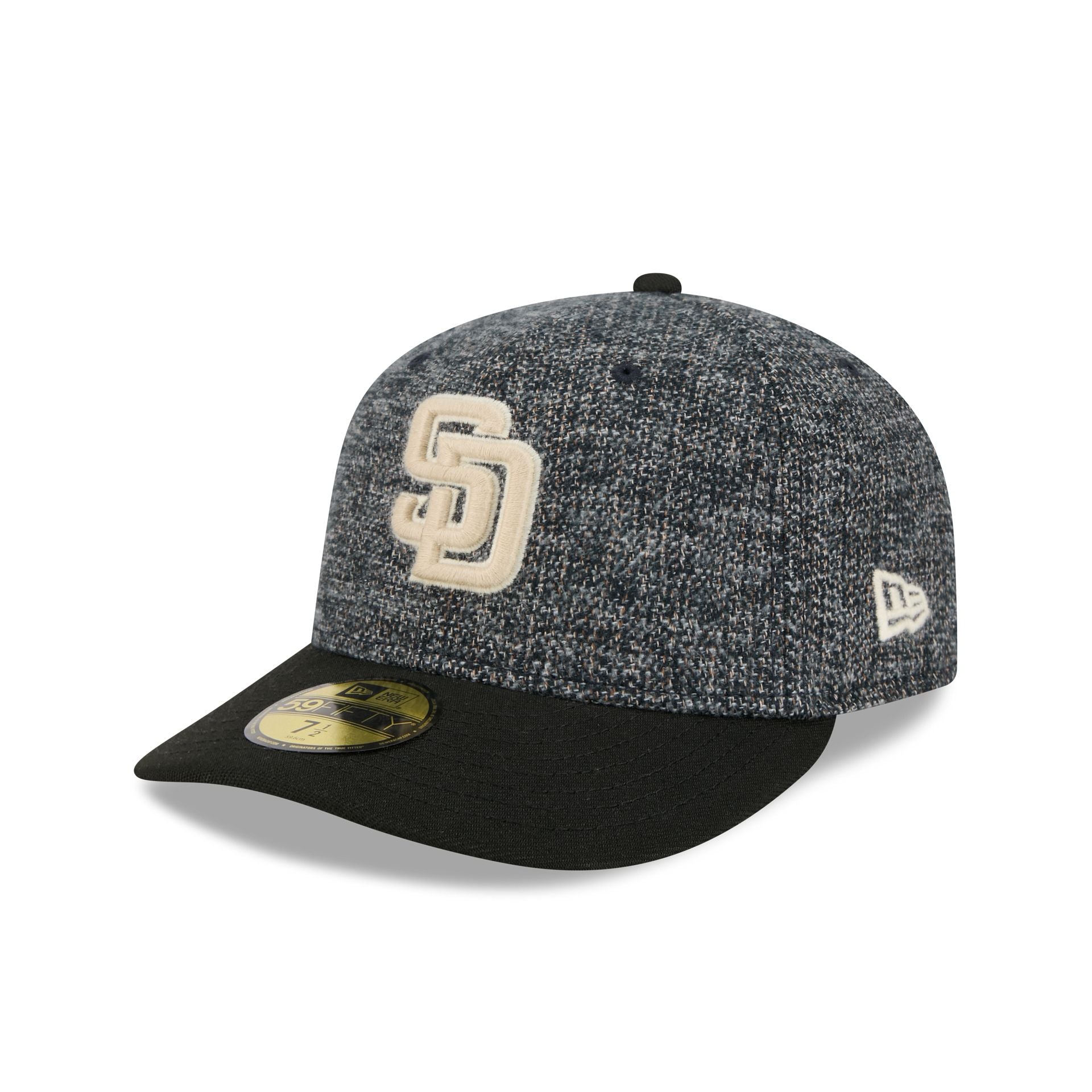 San Diego Padres Three Looms Tweedy Cotton Black 59FIFTY Fitted Hat