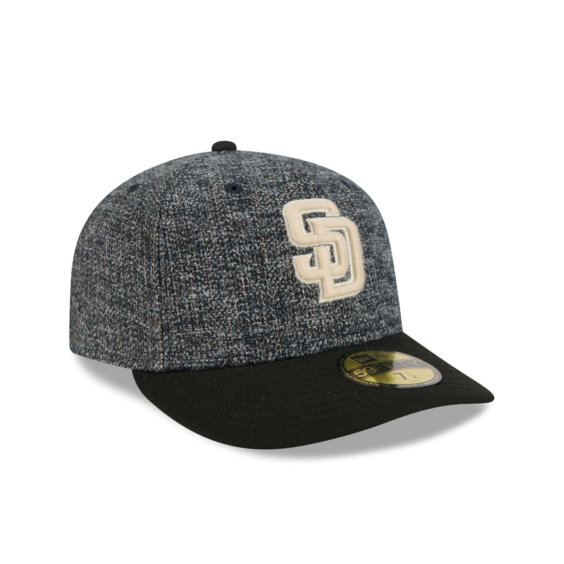 San Diego Padres Three Looms Tweedy Cotton Black 59FIFTY Fitted Hat