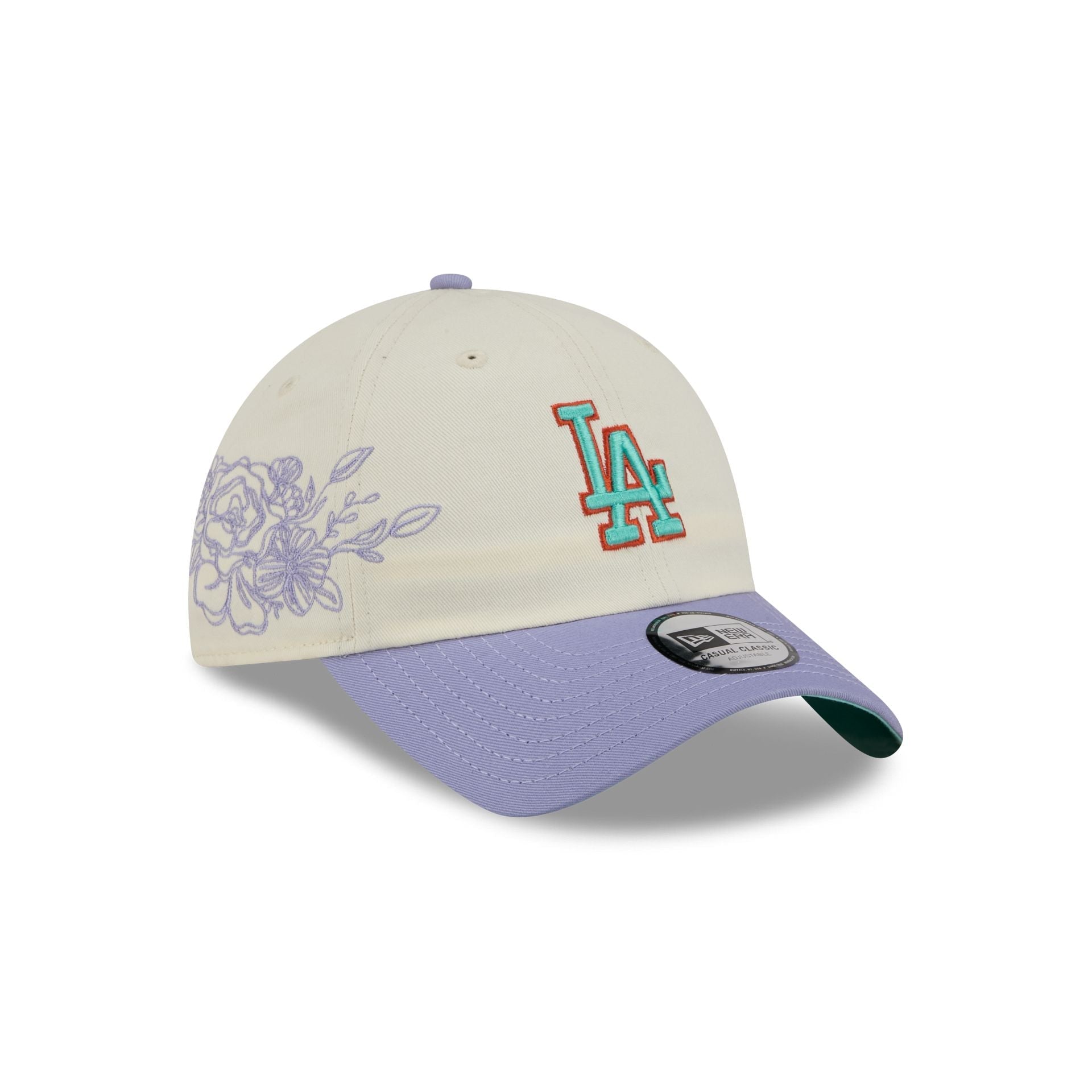 Los Angeles Dodgers Lavender Flowers Casual Classic Adjustable Hat