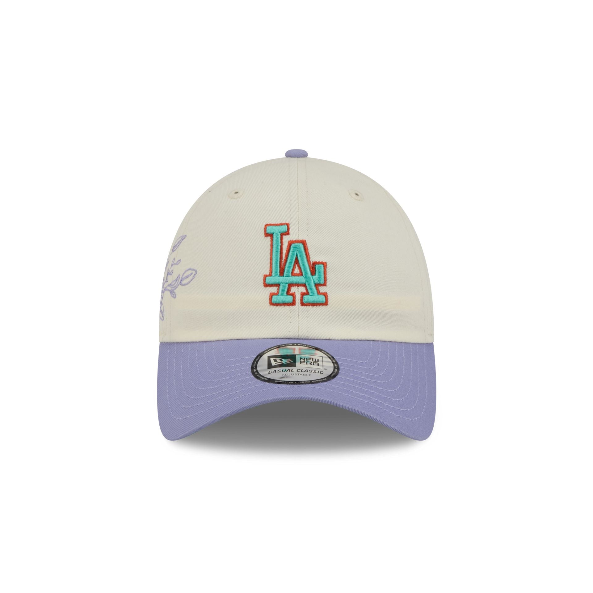 Los Angeles Dodgers Lavender Flowers Casual Classic Adjustable Hat