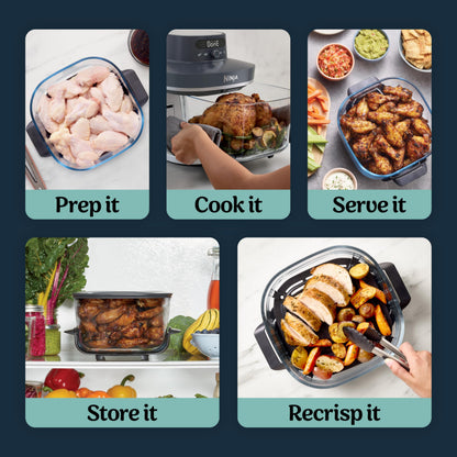 6 in 1 Glass Air Fryer 6QT High Heat Non Toxic Microwave Safe