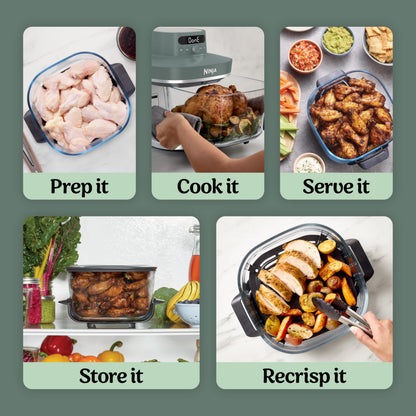 6 in 1 Glass Air Fryer 6QT High Heat Non Toxic Microwave Safe