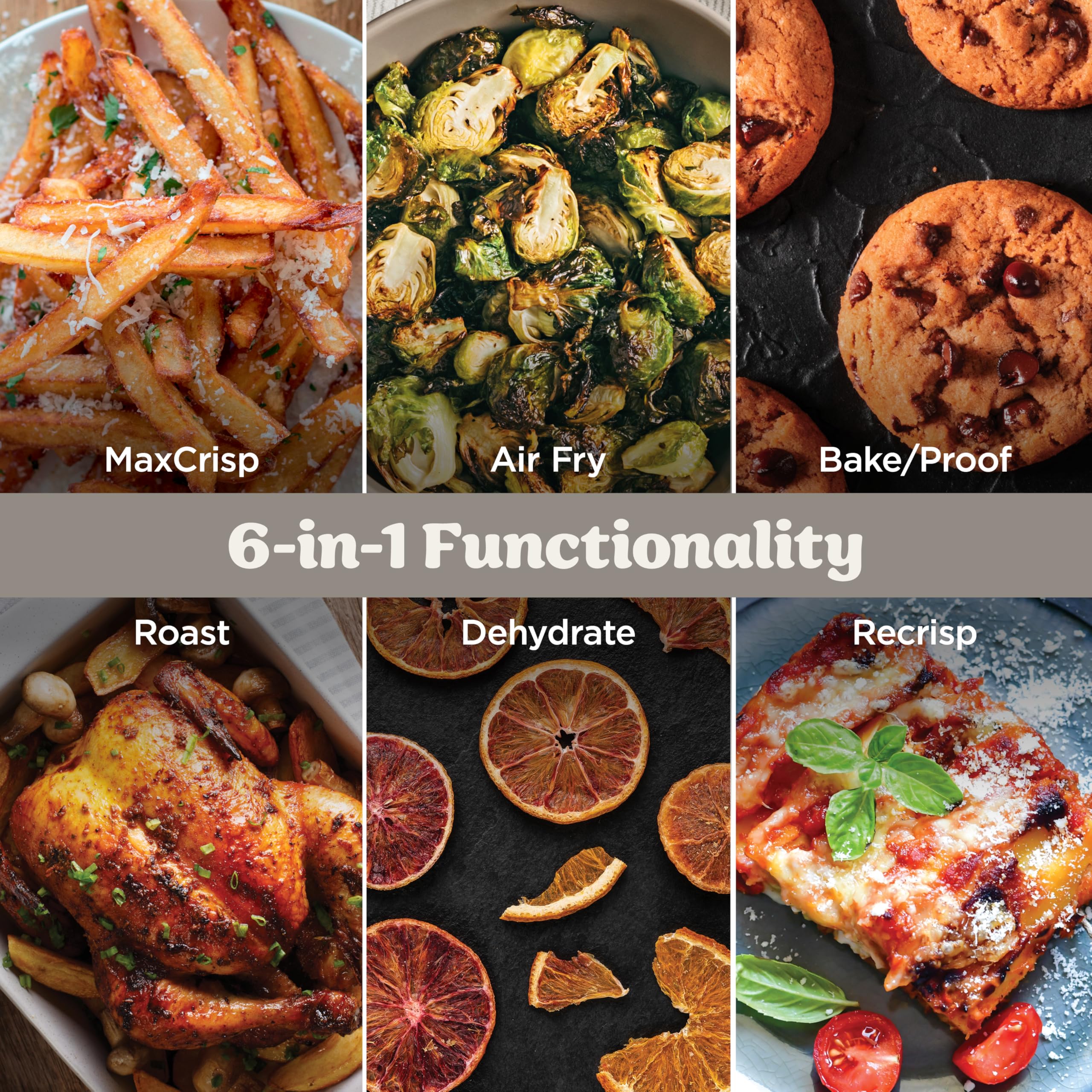 6 in 1 Glass Air Fryer 6QT High Heat Non Toxic Microwave Safe