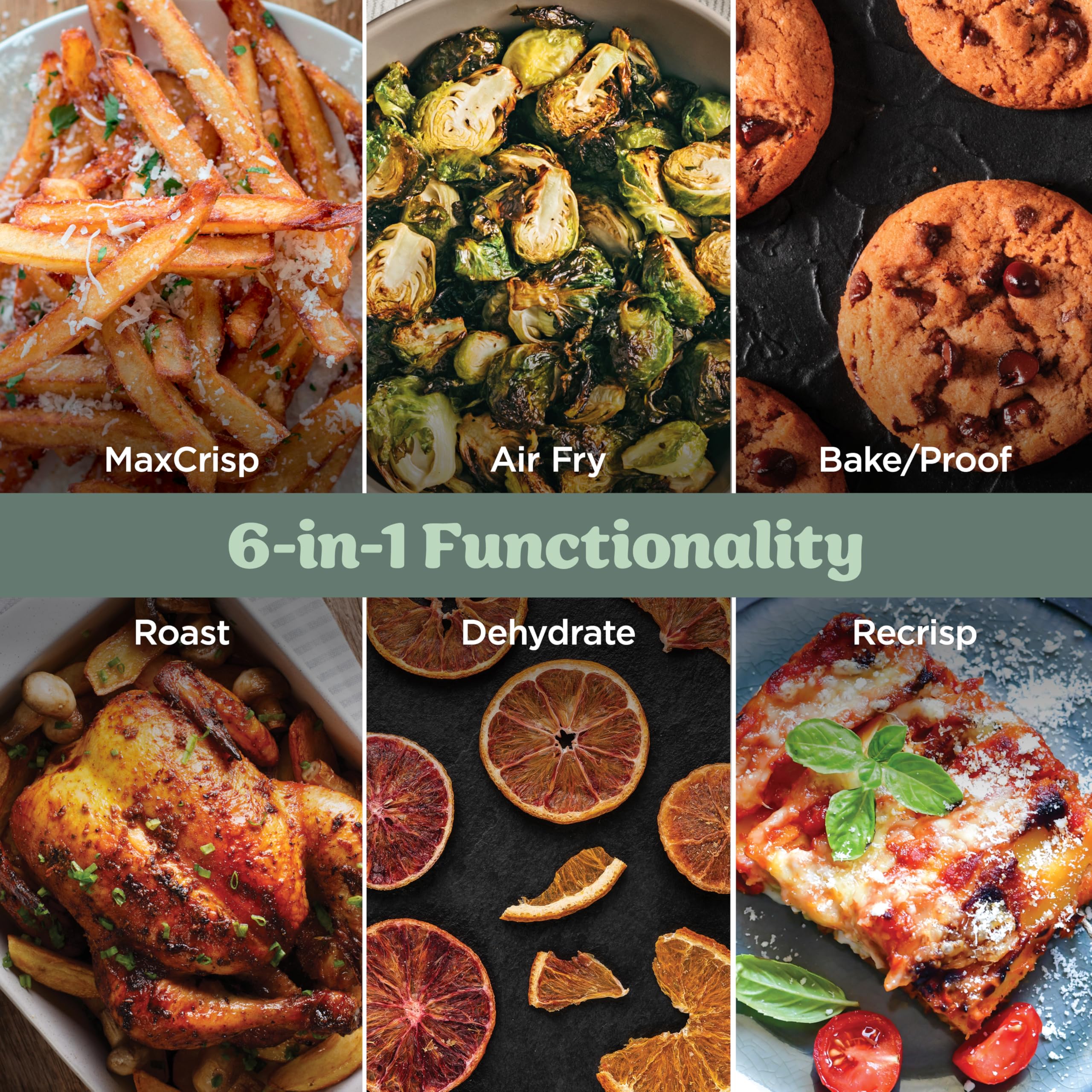 6 in 1 Glass Air Fryer 6QT High Heat Non Toxic Microwave Safe